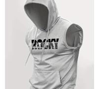 TEMU Nueva camiseta deportiva sin para hombre con diseño de bolsillo , tejida en tela, con un de ROCKY, ideal para actividades al aire libre.