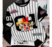 TEMU Nueva colaboración Warner , camiseta de manga corta innovadora y creativa para hombre, estampado de moda de The Powerpuff Girls, ropa casual deportiva y cómoda de cuello para uso diario