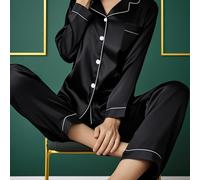 TEMU Nueva colección de otoño de conjunto de pijama para mujeres de talla grande, con una elegante camiseta de larga y pantalones de cintura elástica, perfectos para ropa de estar por casa cómoda.