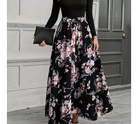 TEMU Nueva Colección de Otoño e Invierno Elegante para Mujer, que un Top Ajustado de Lujo Casual con Patchwork Floral y una Falda Larga