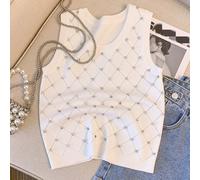 TEMU Nueva Colección Verano de Europa y América con un Top de Tirantes Corto, Entallado y Recortado con Adornos Pesados y un Diseño que al Descubierto el Vientre