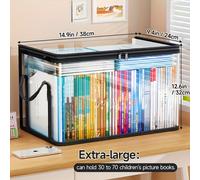 TEMU Nueva de almacenamiento plegable para libros en aulas, transparente e impermeable, ideal para organizar libros en el hogar.