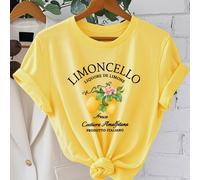TEMU Nueva Llegada /Verano 2026: Camiseta Italiana de la Costa Amalfi con Estampado de Limón, Cuello , de Frutas, Moda , Manga Corta, Casual y Fresca