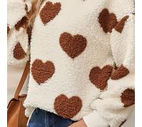 TEMU Nueva Sudadera de Moda para Mujer con Estampado de Corazones de Felpa, Cuello y Larga Holgada para Otoño e Invierno