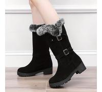 TEMU Nuevas Botas Cálidas de Mujer con Suelas Gruesas, Tacón y Forro de Felpa para Mayor , Zapatos de Mujer