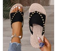 TEMU Nuevas chanclas de mujer con tejido adornado con punteras de tendencia, de EVA ultraligera, perfectas para vacaciones, fiestas y salidas informales