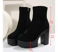 TEMU Nuevos Botines de Tobillo con Tacón Ancho de Otoño, Ligeros y Versátiles, con Plataformas Ultra Altas, Zapatos de Mujer