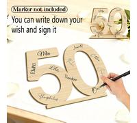 TEMU Número 50 & Año 2026 Letrero de Madera - Libro de Visitas para y Aniversarios con Página de Firmas, Placa Numerada para Fiestas de Hito, , para Hombres y Mujeres