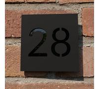 TEMU Número de Casa Acrílico Mate Negro Personalizado "28" - Diseño Hueco Elegante, en la Pared, No Necesita Energía - para la Exhibición de Direcciones Moderno
