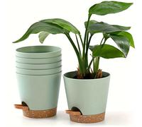 TEMU Olisx-H1406-6 Macetas de Flores con Riego Automático de 6 pulgadas, 6 piezas, con Agujeros de Drenaje y de Agua, Adecuadas para Decoración de Jardín en Casa