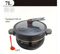 TEMU Olla Multifuncional de 7L con Asa y Vaporera; de Vidrio, Dorado - Ideal para , Guisos, Platos al Vapor y Más - Varios Colores Disponibles, Estilos Variados