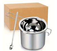 TEMU Ollas de Fundir Cera de Acero Inoxidable, para Hacer Velas - y Mango Antiescaldaduras, Resistente a Altas Temperaturas, ¡Ideal para Soja, Abejas y Más!