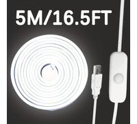 TEMU ORAHON Tira LED Neon Blanca de 16.4ft/3.3FT-16.4ft - Flexible, Efectos RGB-Free () Compatibles, para Interiores/Exteriores, Fiestas, Dormitorio, TV, Ducha (Sin