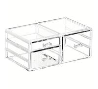 TEMU Organizador apilable de maquillaje y joyas de acrílico transparente con almacenamiento de cápsulas de café y bolsas de té - para organizar y el cajón del baño