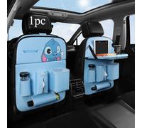 TEMU Organizador de Asiento Trasero Disney Stitch, Bolsa Colgante con de Basura y Soporte para Tableta, Accesorio de Cuero PU para Vehículo