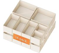 TEMU Organizador de Cajones para Ropa, Divisores de Tocador de 14/24 Piezas para Ropa, Ropa Interior y Calcetines - Soluciones de Almacenamiento Plegables para Guardería, Dormitorio y (Beige)