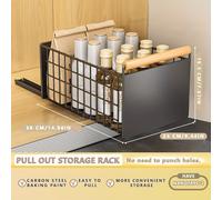 TEMU Organizador de Cocina Extraíble de 1 Nivel - Estante de Acero al Carbono con Cajón de Deslizamiento para , Utensilios y Condimentos - Negro/