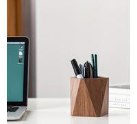 TEMU Organizador de Escritorio Reciclado en Nogal - Porta Bolígrafos y Lápices Geométrico, para Utiles de Oficina, Accesorio para el Escritorio