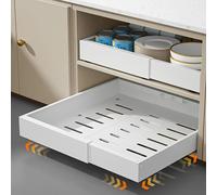 TEMU Organizador de Gabinete Extensible con Ejes Silenciosos, 3 Rieles Deslizantes, Sin Necesidad de Taladrar, Ideal para Almacenamiento de Especias en Cocina y Utensilios, Organización de Baño