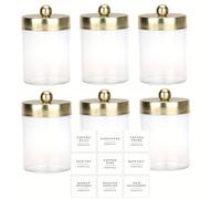 TEMU Organizador de hisopos de algodón - Frasco de plástico de 8 oz para organizar el maquillaje en tu tocador - Set de almacenamiento de baño para hisopos de algodón, bolas, discos y hilo dental