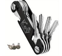 TEMU Organizador de llaves de acero inoxidable, portaverrugas compacto con estructura , negro, clip multifuncional para llavero para uso al EDC, puede 1-14 llaves.