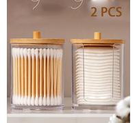 TEMU Organizador de para el pelo, estantería de para el pelo de acrílico con de bambú, de algodón para accesorios de dormitorio y baño, de hisopos, tarros