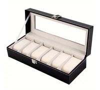 TEMU Organizador de para Relojes, Estuche para 6 / 10 / 12 Relojes de Hombre, Estuche de Exhibición de Reloj de Lujo con Gran Ventana de Vidrio, Cuero PU