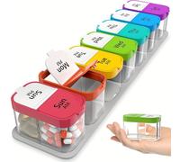 TEMU Organizador de pastillas colorido de gran capacidad, de almacenamiento diario de de gran tamaño, contenedor extra grande para tabletas/suplementos de