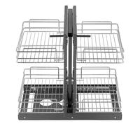 TEMU Organizador extraíble de esquina ciega de 2 niveles y 4 estantes, cesta cromada para gabinete de cocina