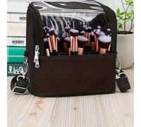 TEMU Organizador Vertical de Brochas de Maquillaje, Bolso de Viaje Profesional con Compartimentos Ajustables y Gran Capacidad para Almacenar Brochas.