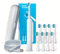 TEMU Orinatola Cepillo de Dientes Eléctrico Rotatorio para Adultos, IPX7, 8 Cabezales de Cepillo, de Viaje, 3 y Temporizador Inteligente Cepillo de Dientes Eléctrico de Cuidado, Carga Rápida USB