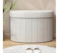 TEMU Ottomán de Almacenamiento con Asiento, Cojín Semicircular Engrosado para Sofá, Largo y Arqueado para Juguetes, Ropa y Zapatos