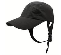 TEMU Outfly - Gorra ajustable con pico de para surfear con correa para el mentón, negra - Ideal para actividades al aire libre , senderismo y surf - Lavable a - con estilo, gorra de surf