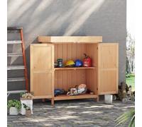 TEMU Outsunny Armario de Jardin de Madera 74x43x88 cm Cobertizo Exterior para Almacenamiento de Herramientas Leñas con y Techo Asfaltico Abatible