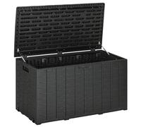 TEMU Outsunny Baúl de Almacenamiento Exterior 366L Arcón de Exterior de Pared con Ruedas y Carga kg para Patio 122.4x62x64.5 cm Negro