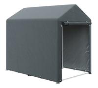 TEMU Outsunny Carpa para Herramientas Bicicletas y Motos 1.2x1.8x1. Garaje Portátil con 2 Habitaciones Puerta con Cremallera Impermeable Anti-UV Portátil para Jardín , Cobertizo Desmontable Temporal