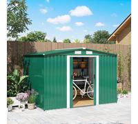 TEMU Outsunny Caseta de Jardín Exterior 258x206x178 cm 5,² Cobertizo de Jardín Exterior con Base Puertas Correderas y Ventilaciones para Almacenamiento de Herramientas Jardinería Verde