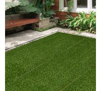 TEMU Outsunny Césped Artificial de 10 Piezas Alfombra Césped Artificial 30x30 cm de 20 mm Anti-UV Césped Sintético para Jardín Patio Verde