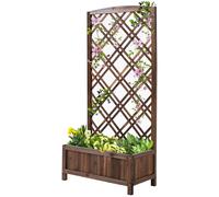 TEMU Outsunny con de Madera Rectangular con Soporte para Plantas Trepadoras para Cultivo de Plantas en Jardín, , Exterior 60x30x122, 5 cm Marrón