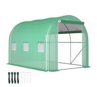 TEMU Outsunny Invernadero de 296x196x200 cm Invernadero de Jardín Puertas Enrollables 6 Ventanas Cubierta PE 140g/m² Estructura de Acero Galvanizado para Plantas Flores