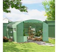 TEMU Outsunny Invernadero de Exterior 4x3x2 m Invernadero de con 6 Ventanas de Malla Cubierta de PE Anti-UV y Enrollables con Cremallera para Jardín