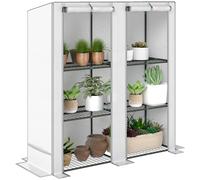 TEMU Outsunny Invernadero de Exterior con Techo Inclinado Invernadero Pequeño Estantes Enrollables Cubierta de PE y de Acero para Plantas Flores 144x48x152 cm