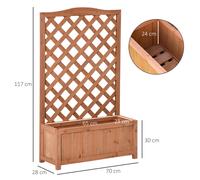 TEMU Outsunny Jardinera con de Madera Macetero con Soporte para Plantas Flores para Jardín Exterior 70x28x117 cm Marrón