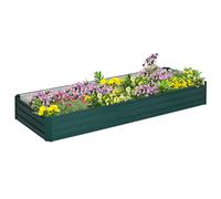 TEMU Outsunny Jardinera Elevada de Acero Galvanizado para Plantas Flores Macetero Grande Exterior Rectangular con Abierto 241x90,5x30 cm Verde