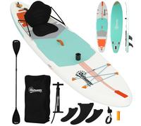 TEMU Outsunny Tabla Paddle Surf Hinchable con Accesorios 335 cm, Remo Convertible, Asiento, Aletas, Stand Up Paddle Board con Superficie EVA Antideslizante, Bomba, Mochila, , Carga 180 kg para Adultos