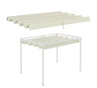 TEMU Outsunny Techo de Pérgola 3x2,5 m, Techo de Repuesto Retráctil para de Pérgola de 3x2 m, UV30+, Toldo de Tela Cenador Jardín con 8 Orificios de Drenaje, Crema
