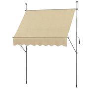 TEMU Outsunny Toldo Manual Retráctil 2x1, 2 m Toldo Exterior Enrollable Altura Ajustable con Manivela 210-300 cm Sin Taladro Protección UV30+ para Jardín Beige