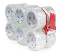 TEMU PACK Cinta de Embalaje Transparente, 12 Rollos con Cortador, 48Mm×54.6Y, Cinta de Envío Resistente, Cinta de Embalaje, Adecuada para Embalaje en Escuelas, Oficinas, y Fábricas