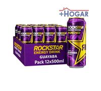 TEMU pack de 12 latas Rockstar , Bebida energética con cafeína SABOR ORIGINAL, GUAYABA Y CERO AZUCAR , 6 litros en total