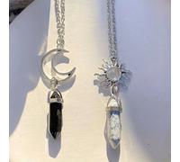 TEMU Pack de 2 Collares Vintage Sol y Luna con Colgante Hexagonal